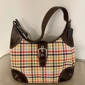Coach Hampton Wool & brown Leather Hobo Shoulder Bag